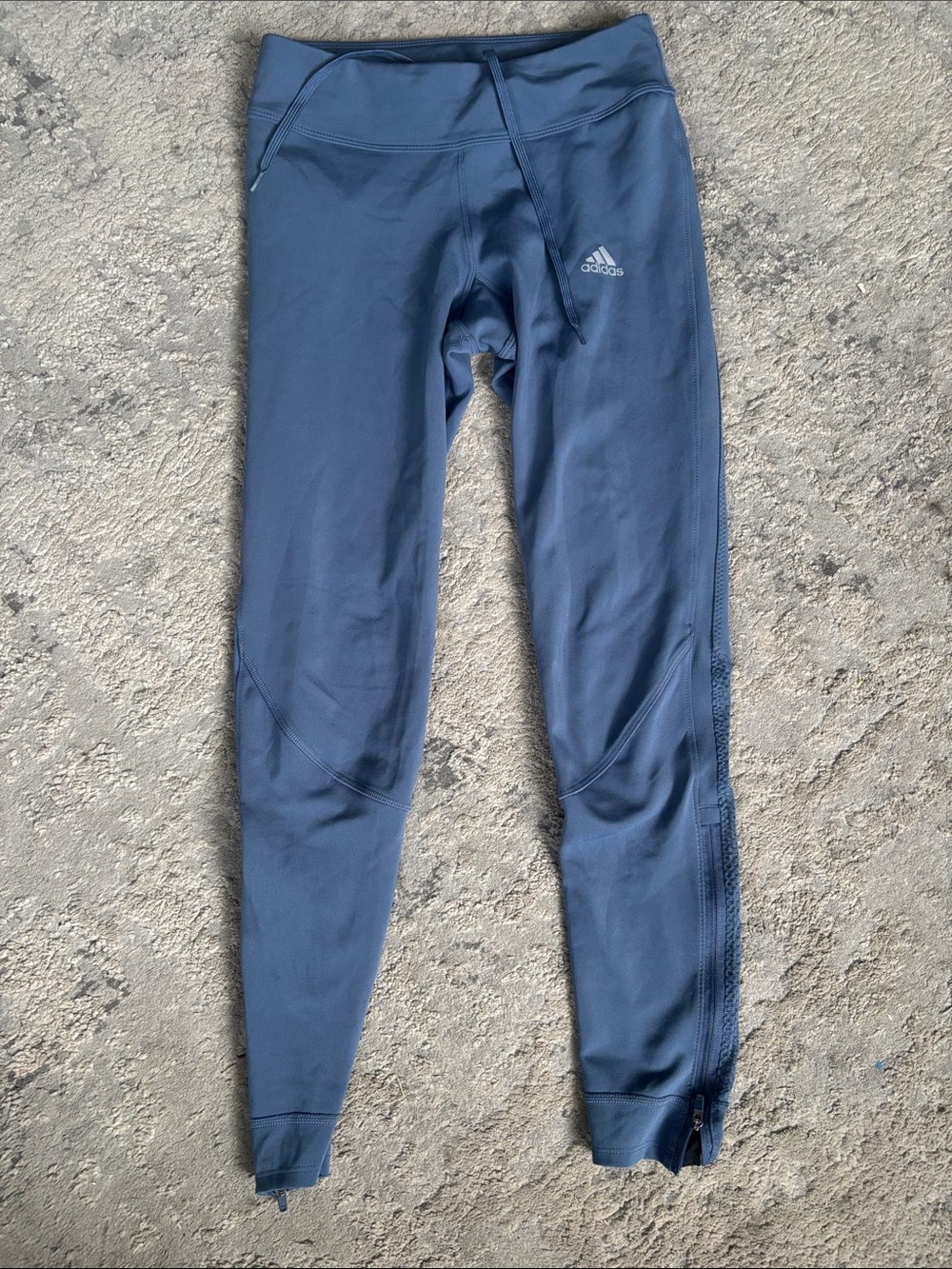 adidas Navy Blue womens Performance Leggings with Zipper Ankles